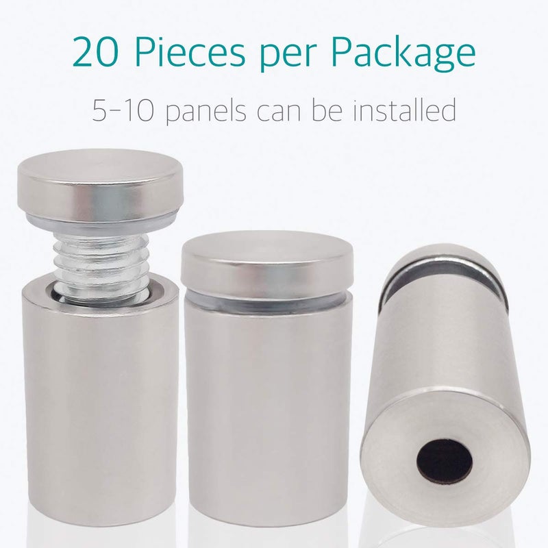Lantee 20 Pcs Silver Tone Stainless Steel 19 x 30mm Standoff Hardware Mounts Screws for Glass - Image 2